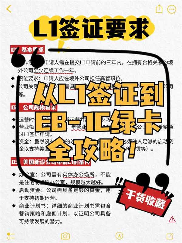 從美國L1簽證到EB-1C綠卡要求和材料清單