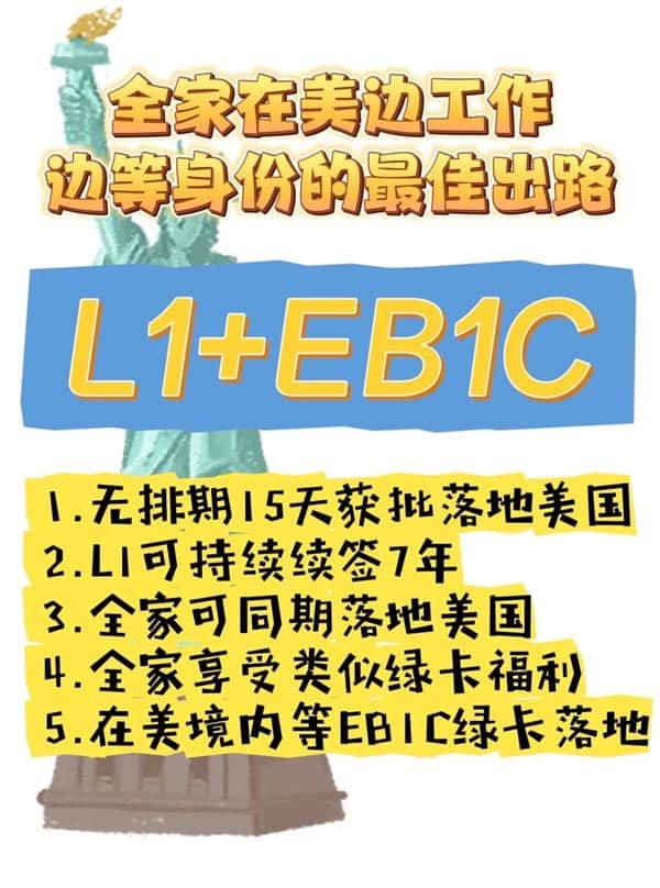 美國L1簽證小綠卡：15天獲批赴美最快路徑